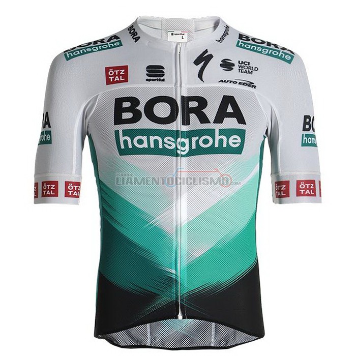 Abbigliamento Ciclismo Bora-Hansgrone Manica Corta 2021 Bianco Verde Nero